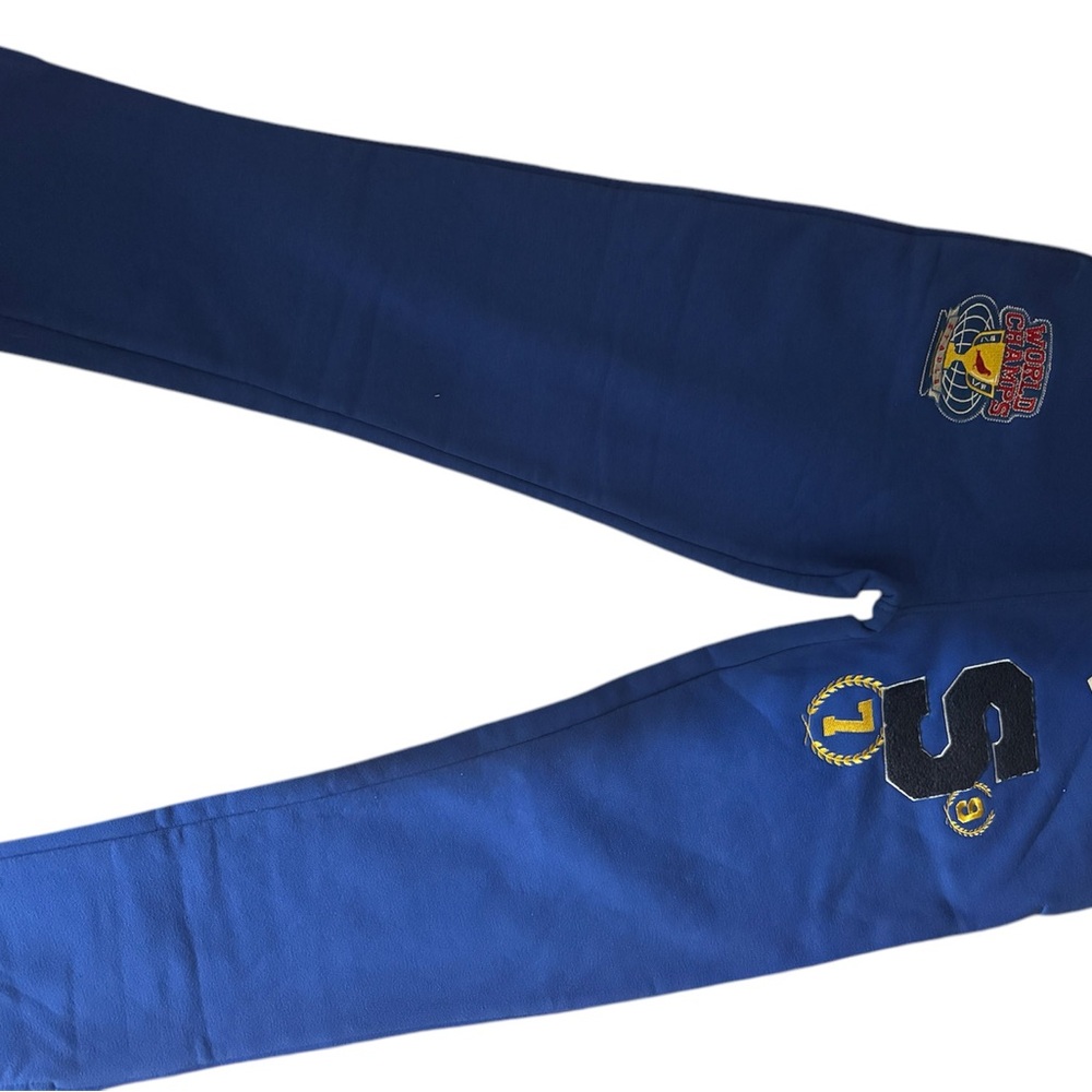 Blue staples jogging pants with Embroidered Patch